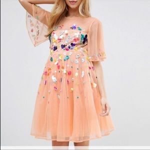 ASOS MATERNITY SCATTERED PEACH CONFETTI DRESS